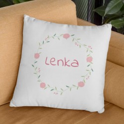 Vankúš s menom-rámček s kvetmi