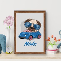 Tabuľka Mopslík v aute