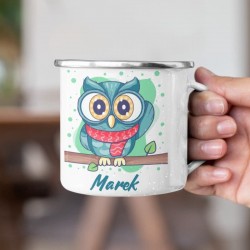 Plechový hrnček Sova so šálom