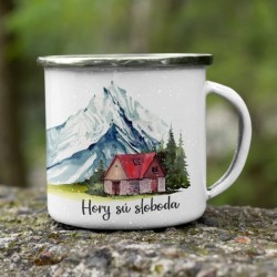 Plechový hrnček Hory sú...