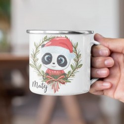 Plechový hrnček Vianočná panda