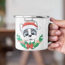 Plechový hrnček Vianočný psík