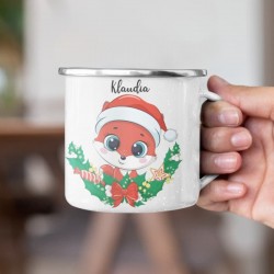 Plechový hrnček Vianočná líška