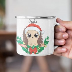 Plechový hrnček Vianočný ježko