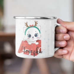 Plechový hrnček Vianočná mačka