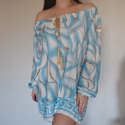Blúzka v štýle Boho - modrá