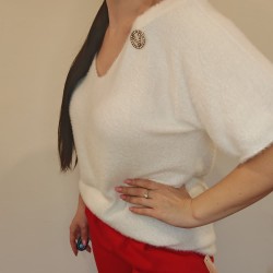 Elegantný alpaka top - biely